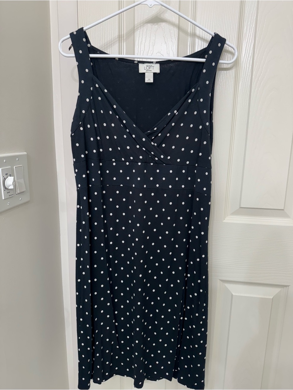 LOFT Black Dress with White Polka Dots